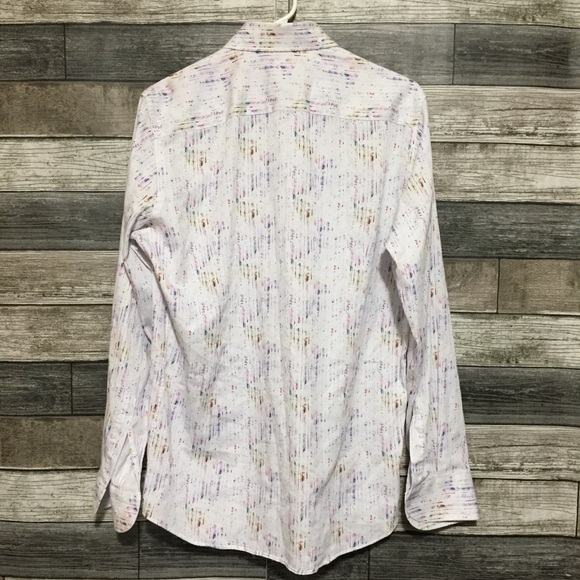 Scarci La Buona Vita Button Up Shirt Men’s M White Rainbow Colors Made In Italy - Picture 5 of 10